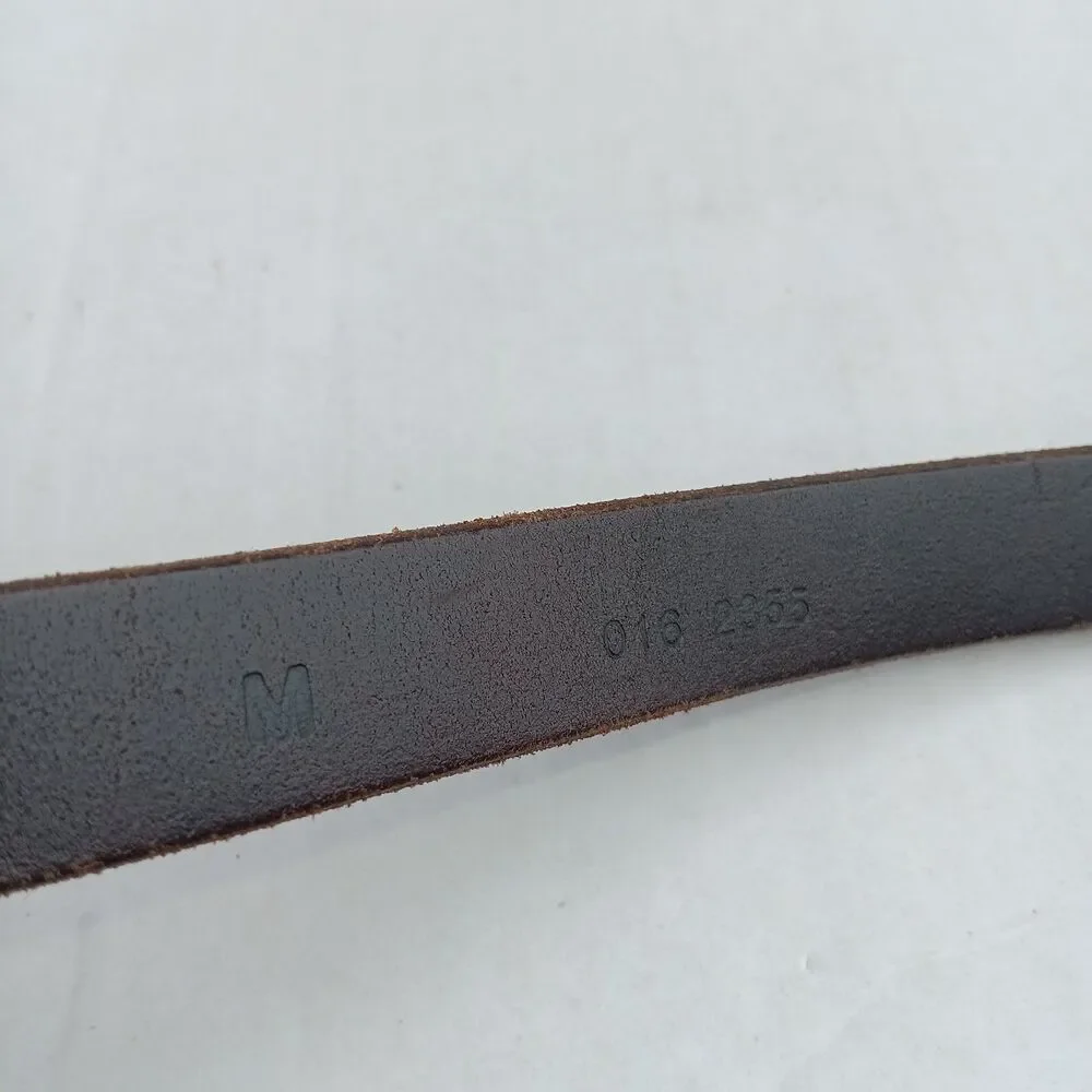 Eddie Bauer Brown Leather Belt-Medium-Harness Style-Brass Buckle-Classic-MInimal